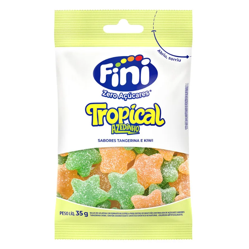 Balas de Gelatina Fini Tropical Azedinho Tangerina e Kiwi 35g