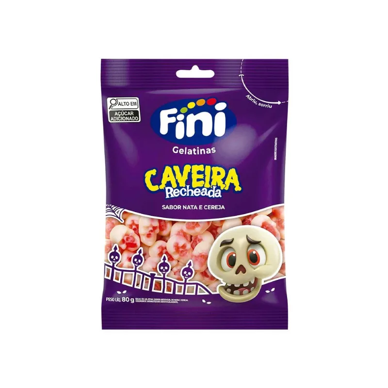 Bala de Gelatina Caveira Recheada Fini 80g