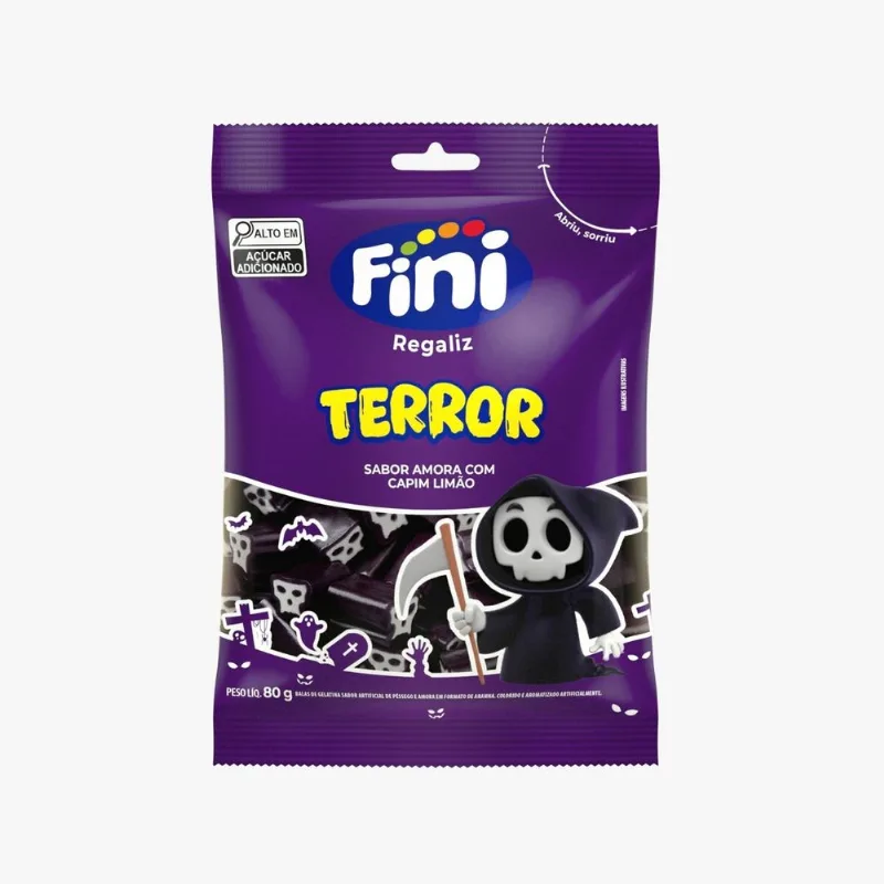 Bala Gelatina Fini Regaliz Terror 80g