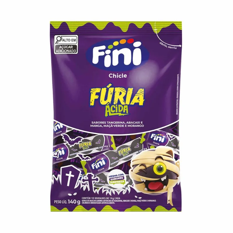 Goma de Mascar Fúria Ácida Sortidos Fini Halloween 140g