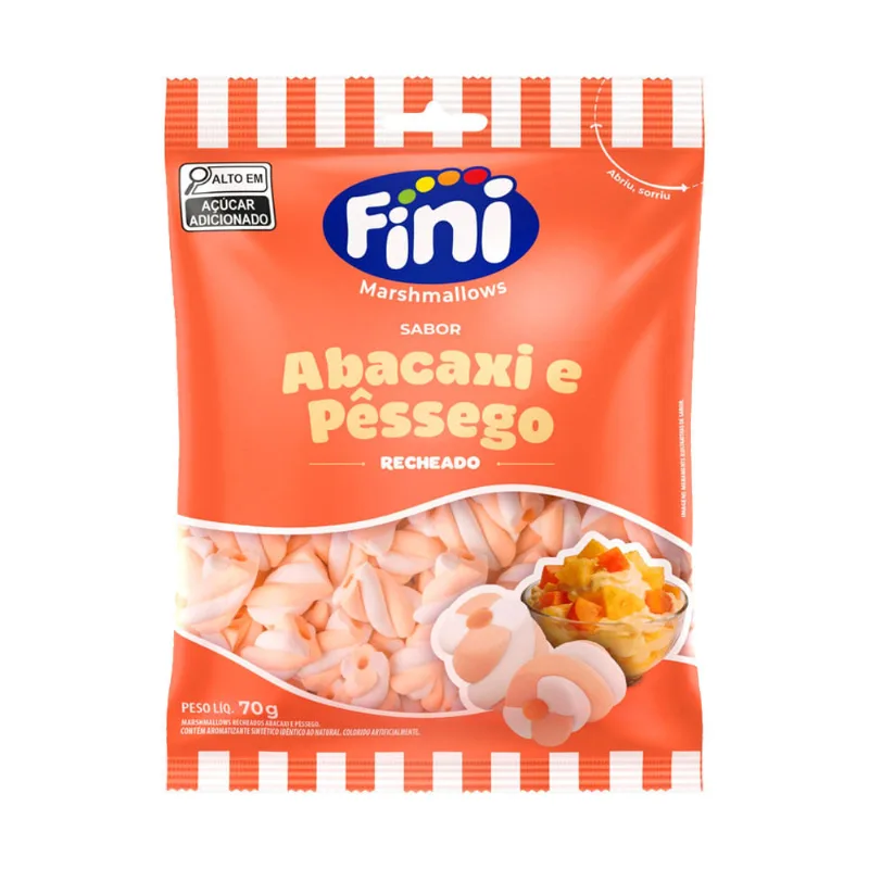 Marshmallow Fini Abacaxi E Pêssego 70g