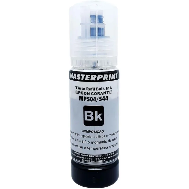 Refil de Tinta EPSON COMP. 504/544 Corante Preto 70ML - MASTERPRINT - Artesanato