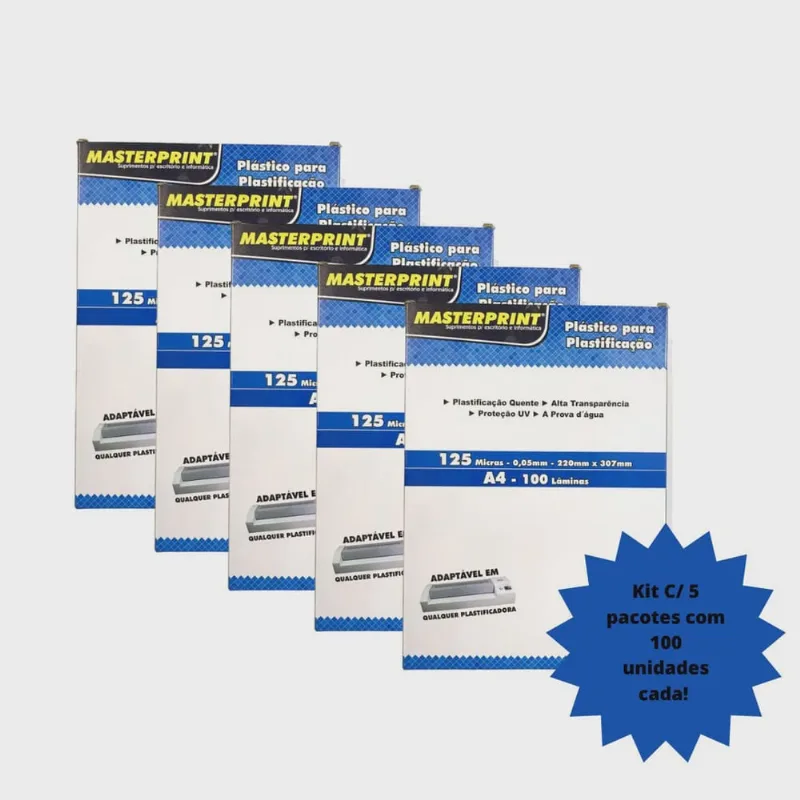 Plástico para Plastificação Polaseal 125 Micras A4 com 500 unidades Masterprint - MASTERPRINT