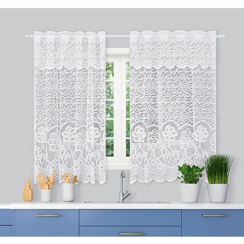 Cortina de Rendas Para Cozinha Com Bandô Estampada 1,20x2,0