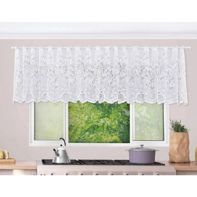 Cortina de Renda Jackard Tulipas 295x60 cm Veneza Beija Flor Cortina De Renda Jackard Veneza