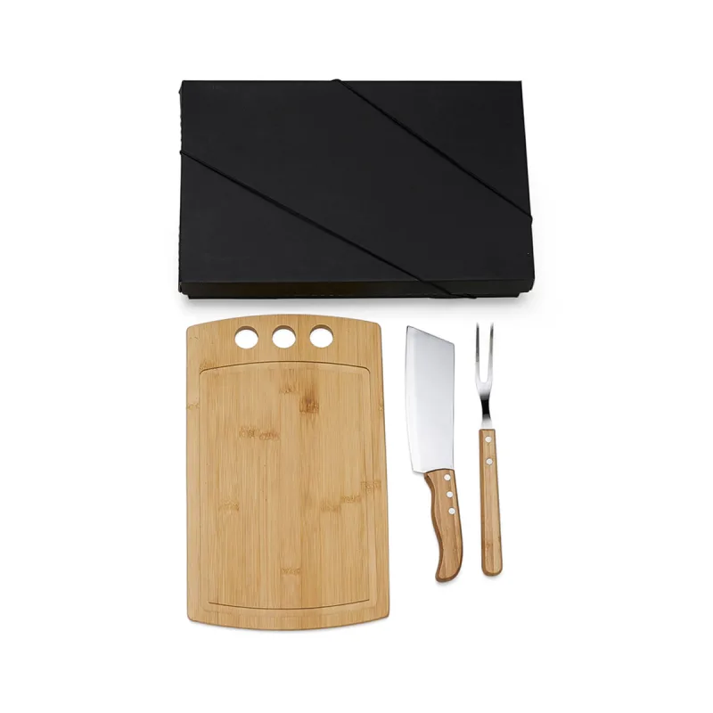 Kit Para Churrasco / Cozinha Em Bambu/Inox - 3 Pçs Welf - Welf