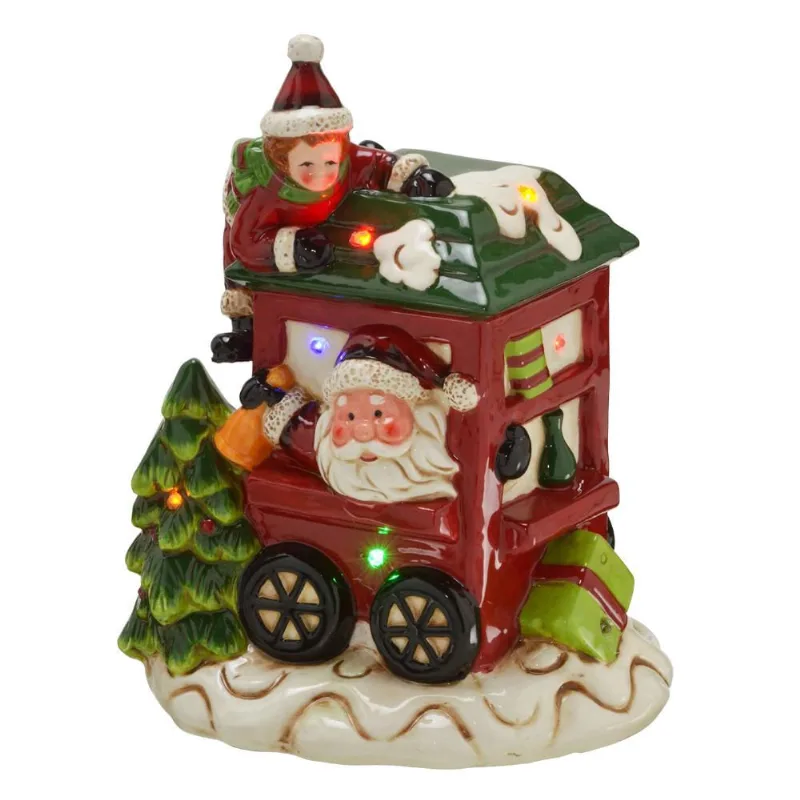 Cenario natal trem c/ papai noel lud de LED