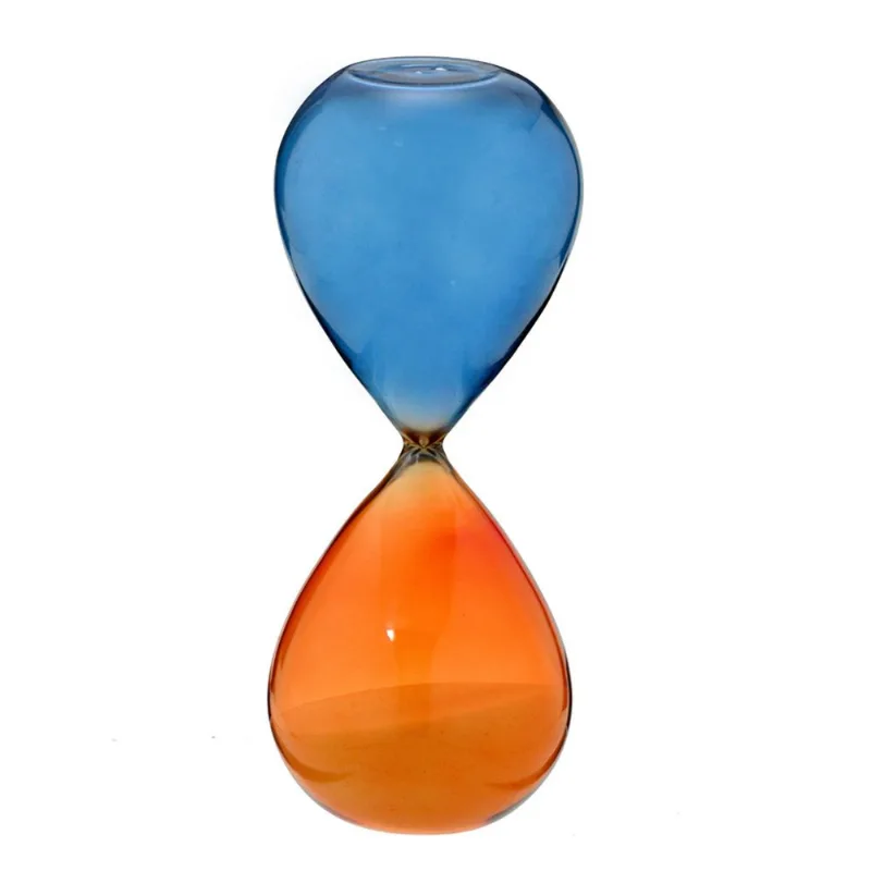 Enfeite Ampulheta de Vidro Color 7x7x19cm Azul e Laranja Espressione
