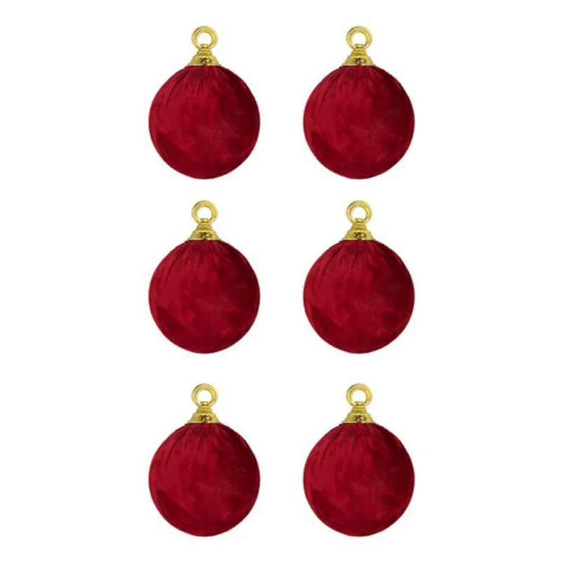 Kit Bolas De Natal De Veludo Vermelha 8X8X8 Cm - Cromus
