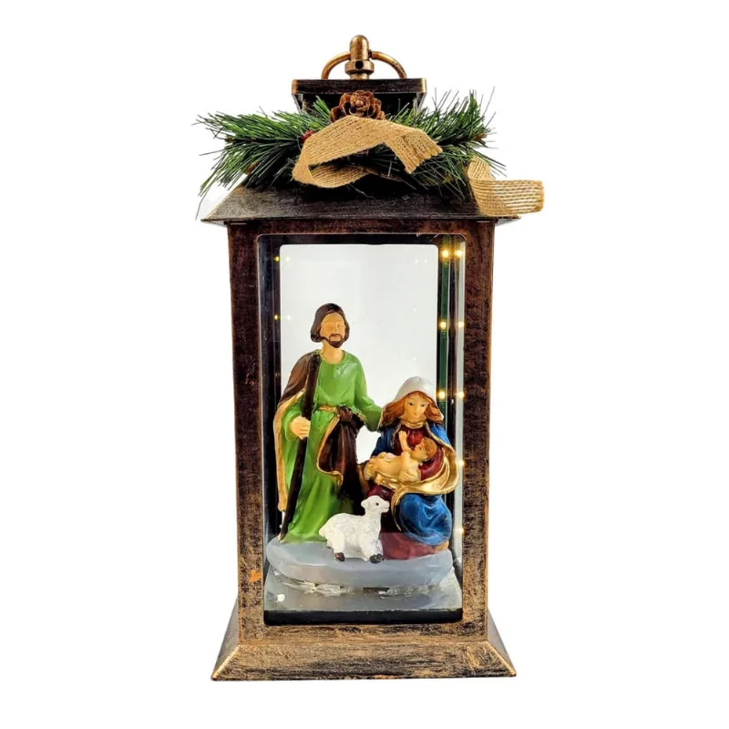 Lanterna Marroquina Natalina Presépio Com Luz 27X14Cm Natal