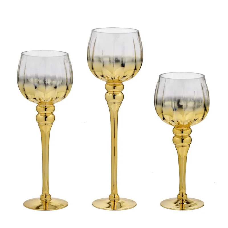 JOGO 3 CANDELABROS DEGRADE DOURADO DOURADO
