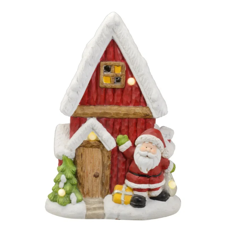Casa natalina para jardim com papai noel E luz de LED
