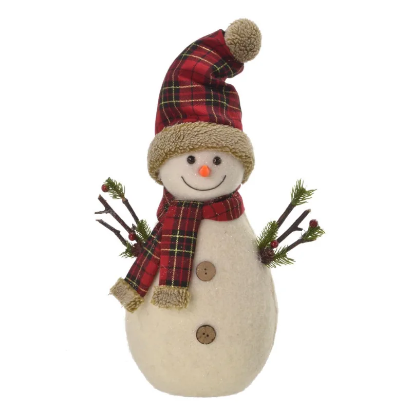 Boneco de neve decorativo em la com gorro E cachecol G