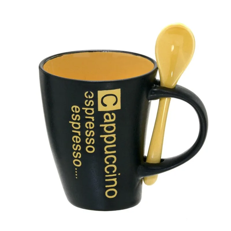 Caneca Capuccino Preta e Amarela - Não Disponível - Utilidades Domesticas