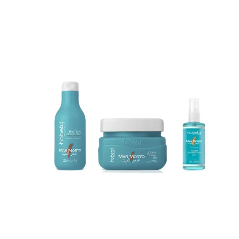 Kit Tratamento Hidratação e Fortalecimento 300ml+300g+60ml Hobety Mar Morto para Fios Desidratados Hobety Kit Mar Morto KIt 03 Itens Home Care
