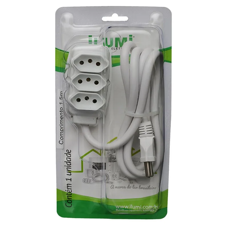 Extensao Ilumi com Cordão Paralelo Folhasexivel Blister 20a 1,5m