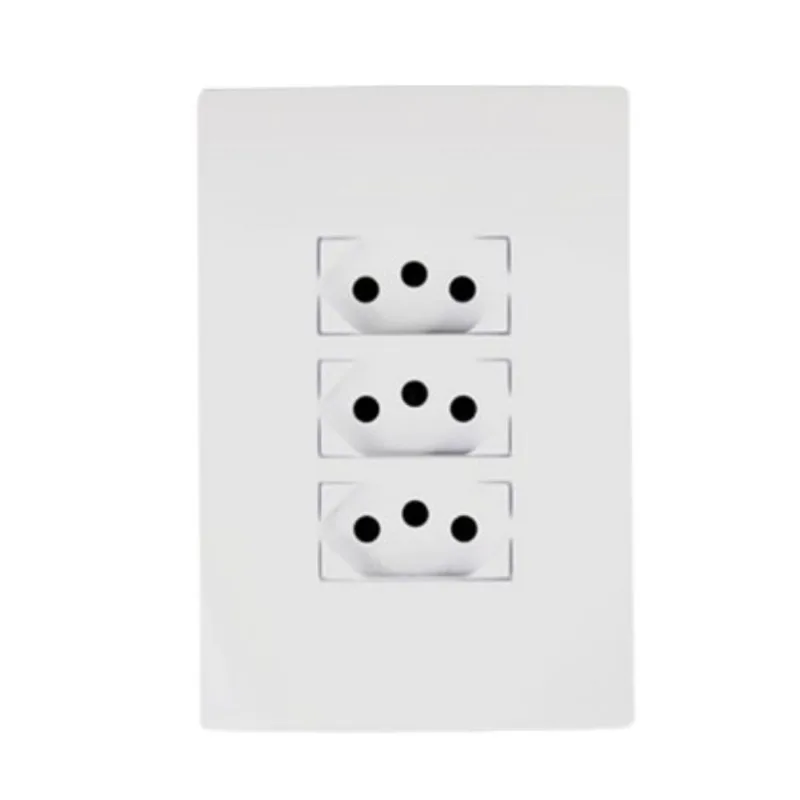 Conjunto 3 Tomadas 2P+T 10A Pré-Ligadas 4x2 i9 Ilumi Conjunto 3 Tomadas 2P+T 10A/250V Pré-Ligadas 4x2 Branco i9 - Ilumi