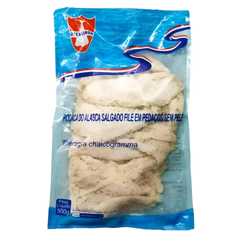 Filé de Polaca Bacalanor Alasca Salgado 500g - SEM MARCA - Peixaria