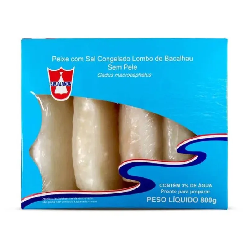 Lombo de Peixe Bacalhau Bacalanor sem Pele Congelado 800g - SEM MARCA