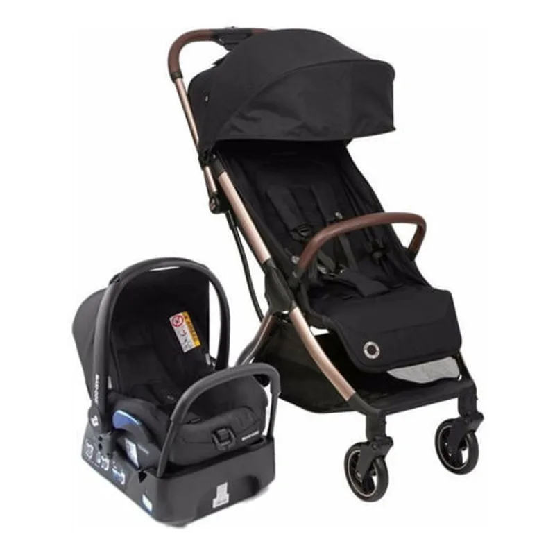 Carrinho de Bebê Travel System Eva Trio Essential Black Champagne Maxi-Cosi