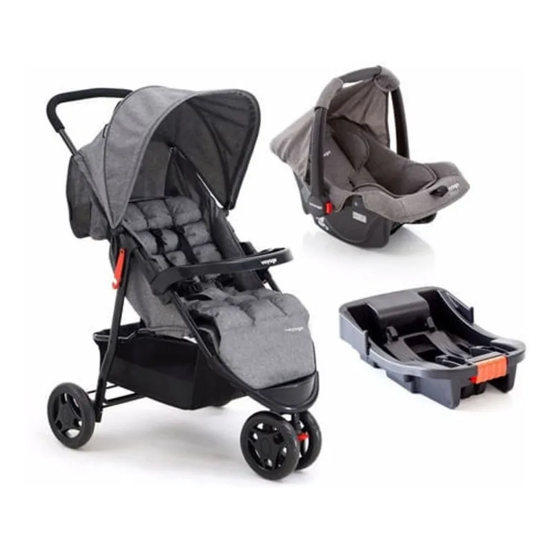 Travel System Delta Trio Pro Voyage Cinza Mescla