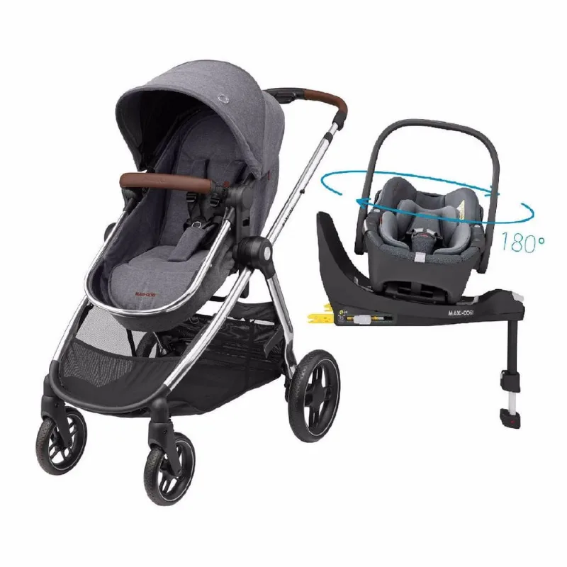 Carrinho com Bebê Conforto Travel System Anna Luxe Trio Isofix Maxi-Cosi Twillic Grey