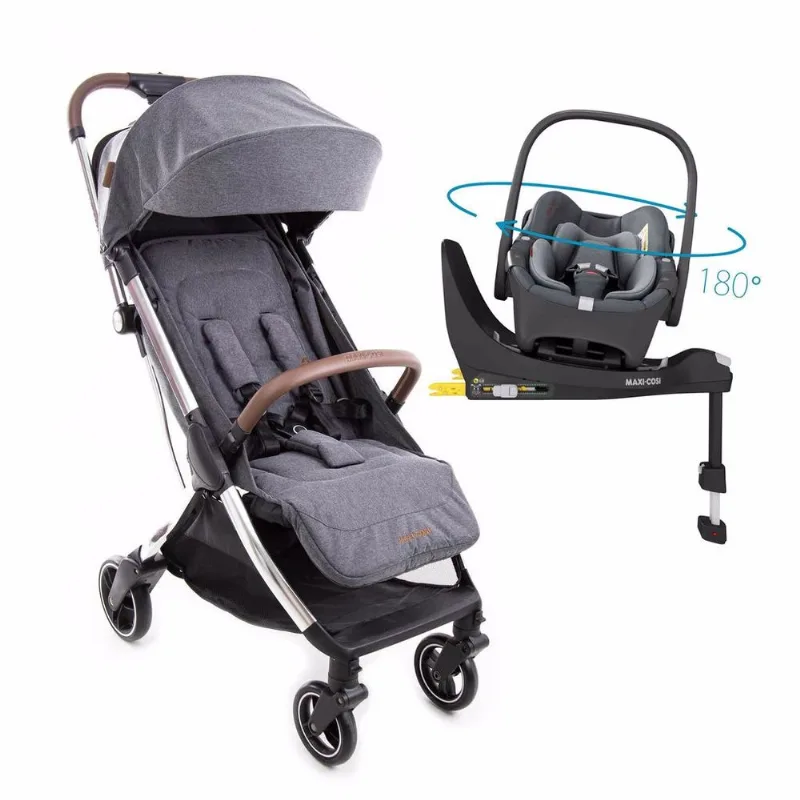 Carrinho com Bebê Conforto Travel System Eva Luxe Trio com giro 360° e Isofix Maxi-Cosi Twilic Grey