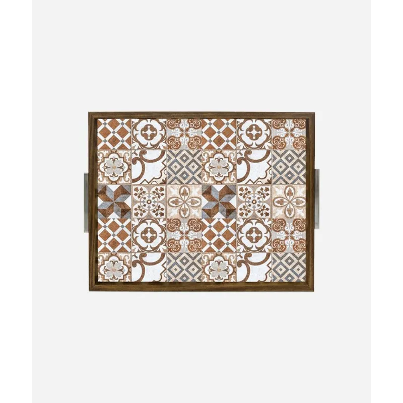 Bandeja Estampada 30x37 - Azulejo Bege