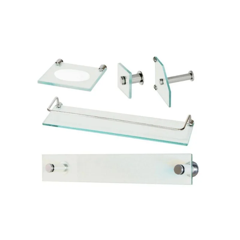 Kit Acessórios para Fixar Vidro Incolor com 5 peças Reto VMEX Kit Acessórios para Fixar Vidro Reto com 5 peças Branco