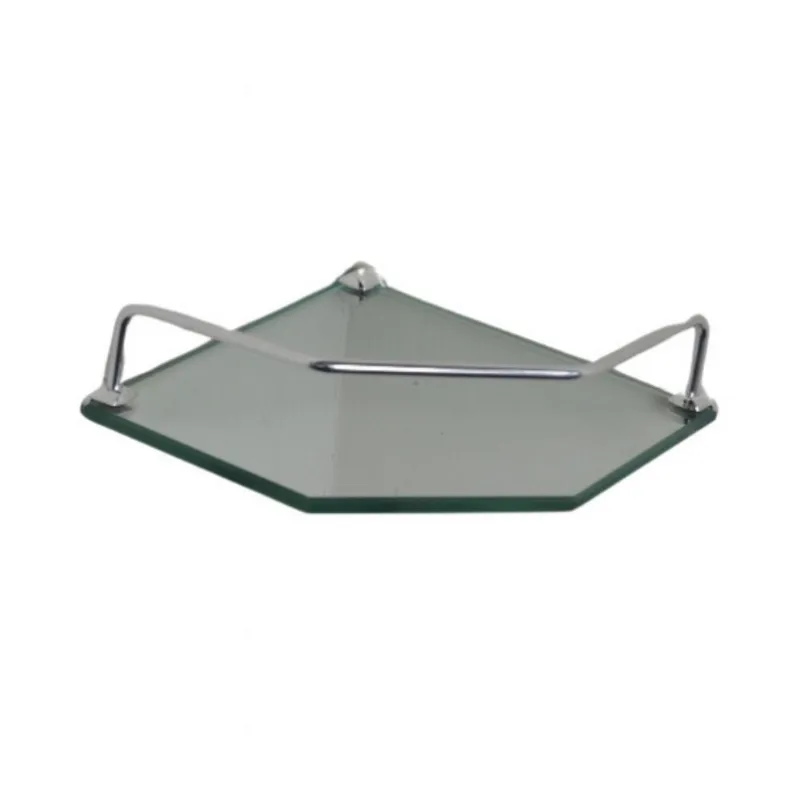 Porta Shampoo para Fixar Vidro Preto 21x8cm Canto Vmex Porta Shampoo Canto para Banheiro 21x8cm Vidro