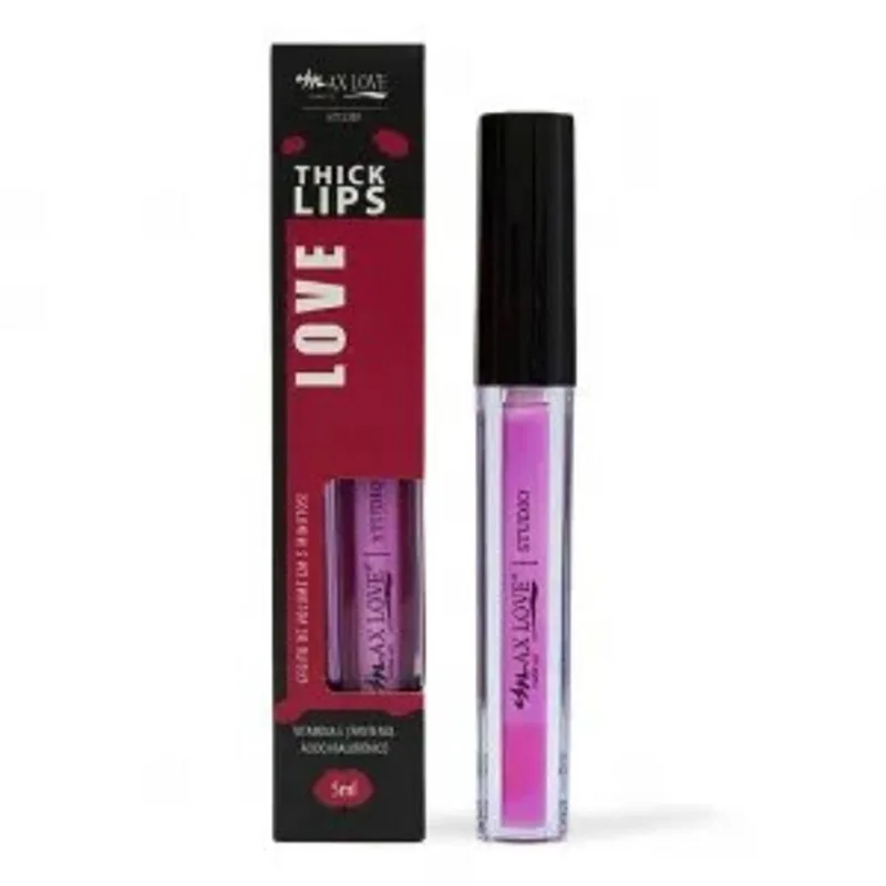 Gloss Thick Lips Cor Rosa 201 Efeito Volume Em 5 minutos - Max Love Make - Up - Max Love