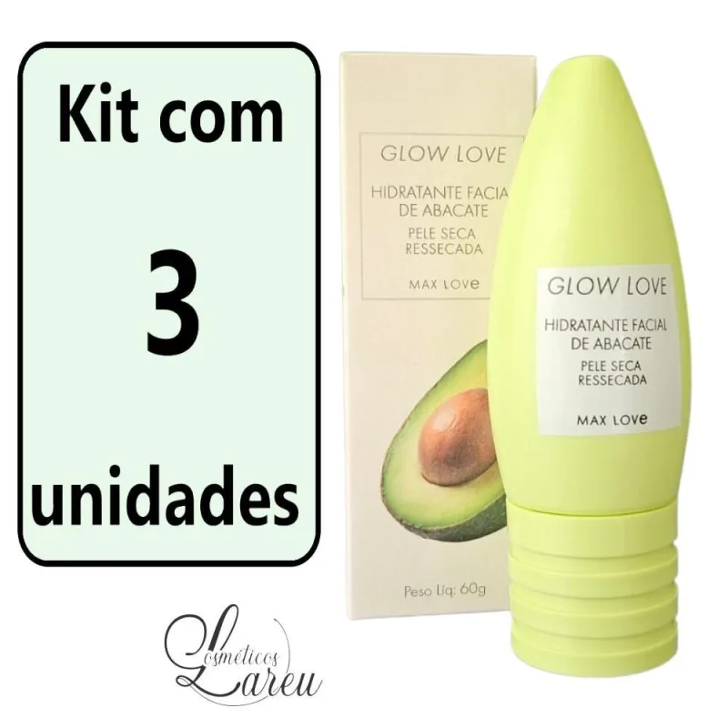 -kit Creme Glow Hidratante Facial Abacate (3 Un.) - Max Love - Max Love