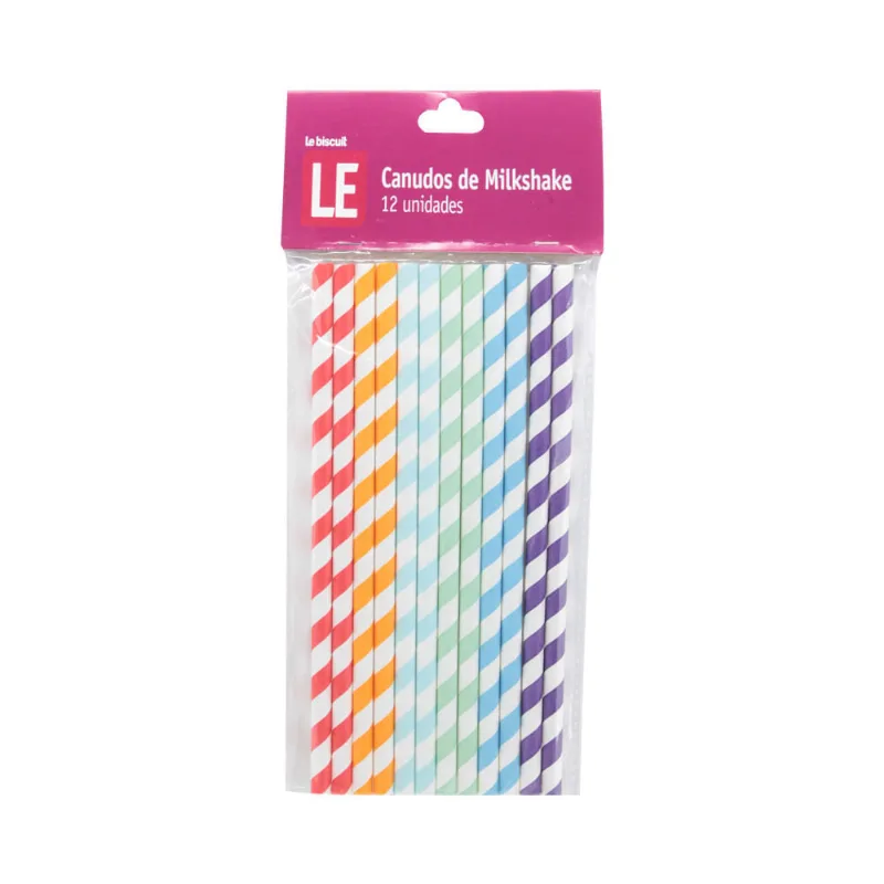 Canudo de Papel Le com 12 Unidades Milkshake 8mm UNICA