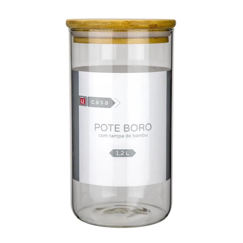 Pote de Vidro para Mantimentos com Tampa Bambu 1200ml Cazza