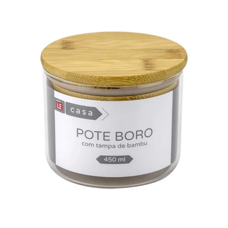 Pote de Vidro para Mantimentos com Tampa Bambu 450ml Cazza