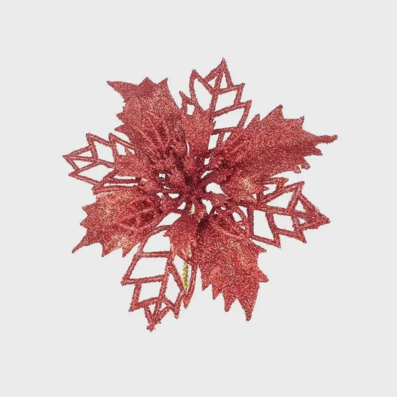 Kit Flor Natal Le 9,5cm com 3 Unidades Vermelho