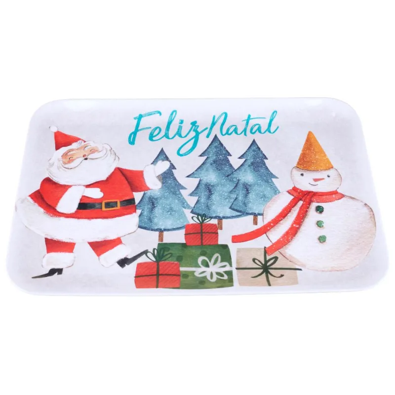Bandeja de Melamina Reta 38cm Natal Magia Cazza