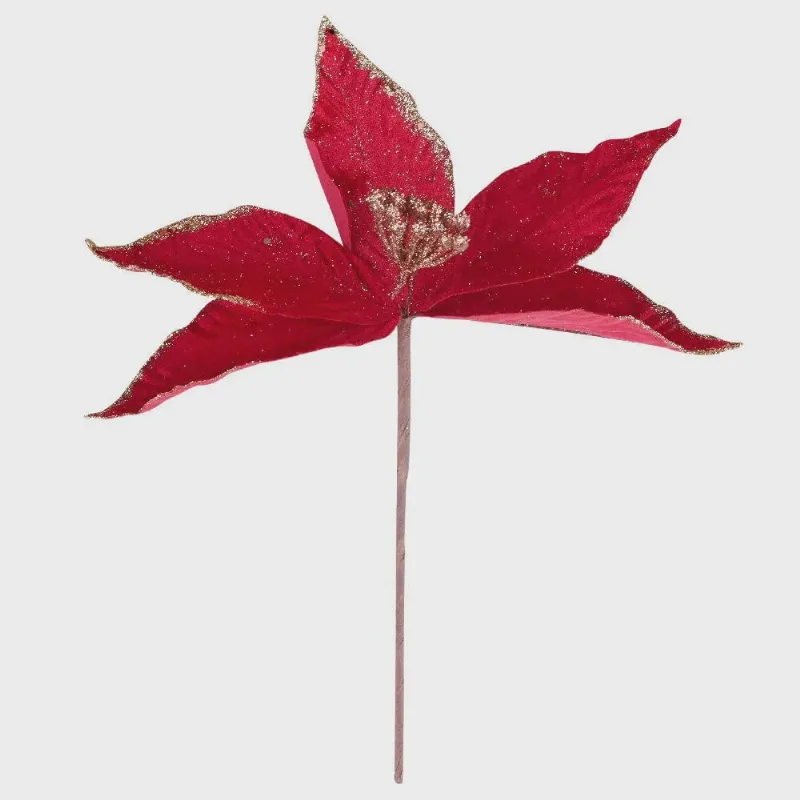 Enfeite de Natal Flor Bico 26cm Elegance Cazza Vermelha