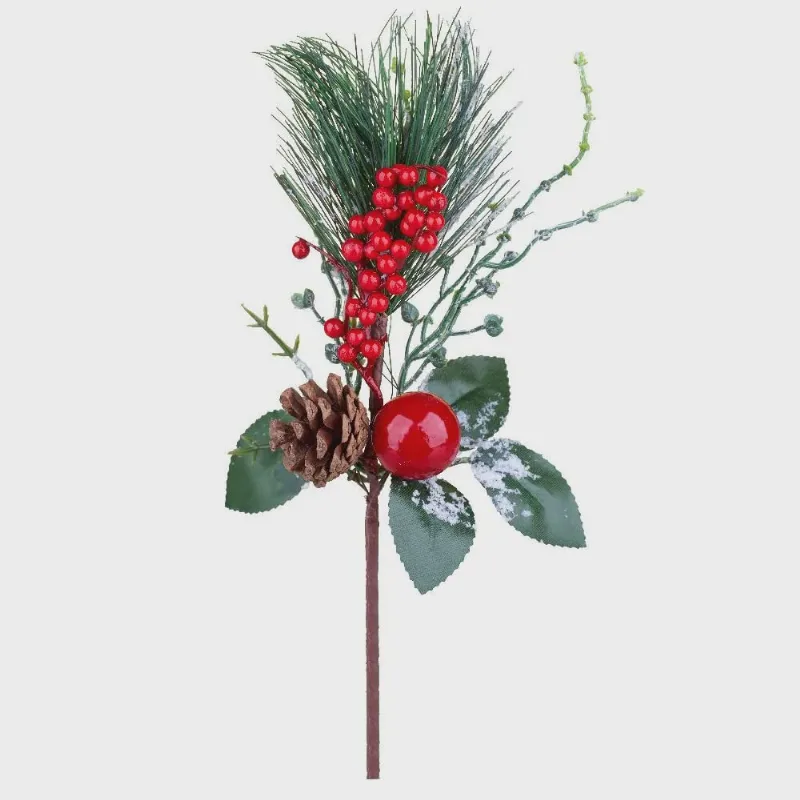 Enfeite de Natal Pick Frutos e Pinha 27cm Cazza