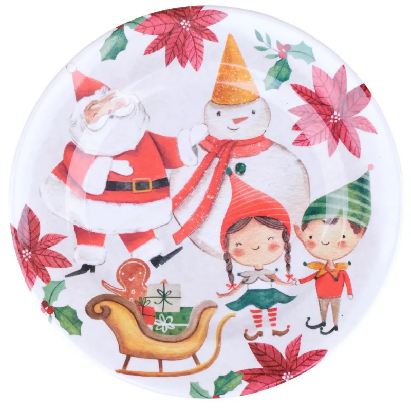 Prato de Melamina Raso 24.9cm Natal Magia Cazza