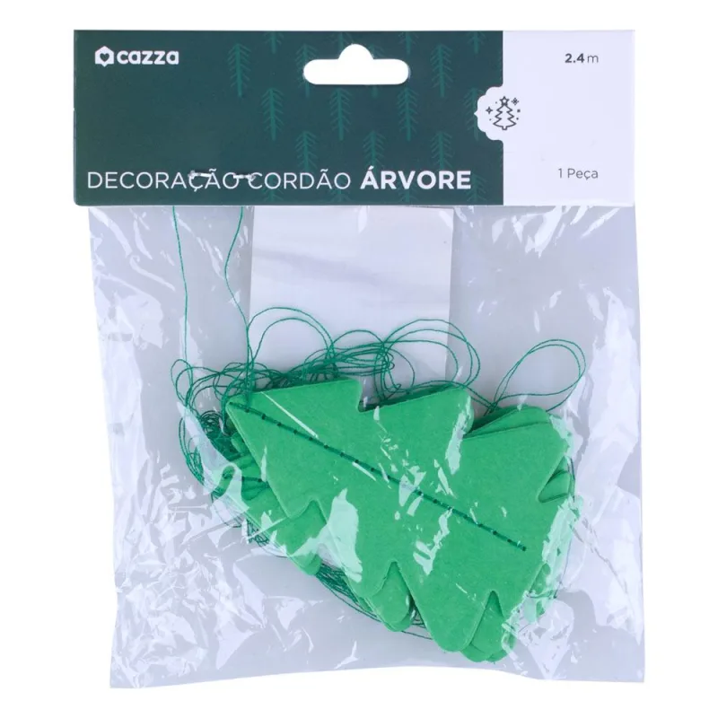 Cordão Decoração de Natal Árvore Papel Cazza Verde - Cazza - Decoração