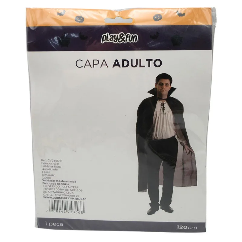 Capa Vampiro Adulto Halloween Play&Fun