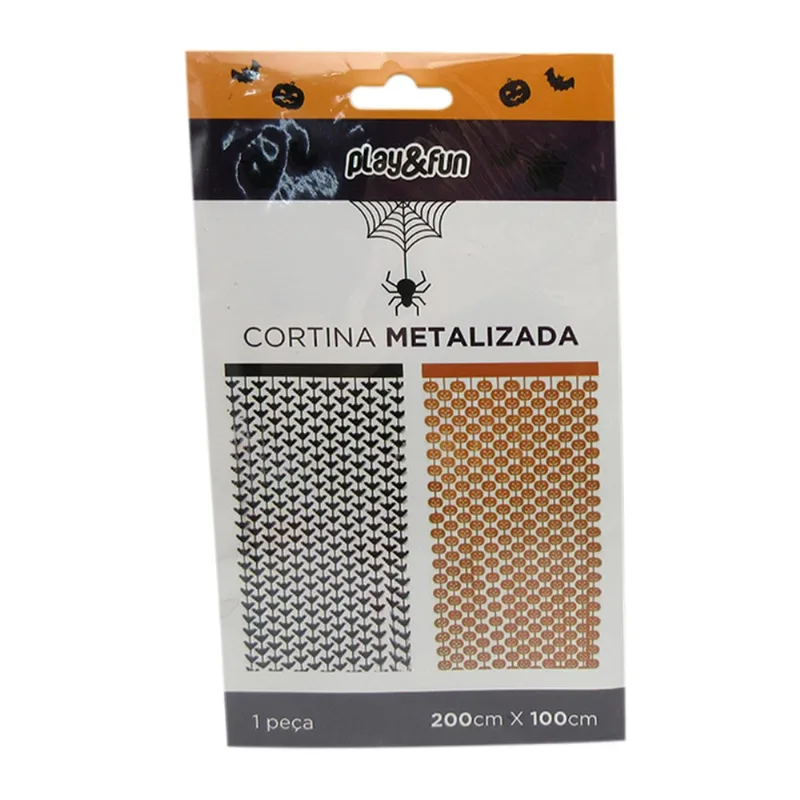 "Cortina Metalizada Halloween 200x100cm - Play&Fun" Cortina Metalizada 200x100cm Halloween Play&Fun Sortida