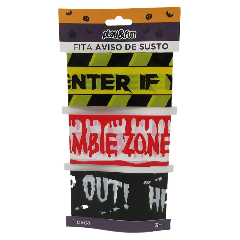Fita Aviso de Susto 3m Halloween Play&Fun