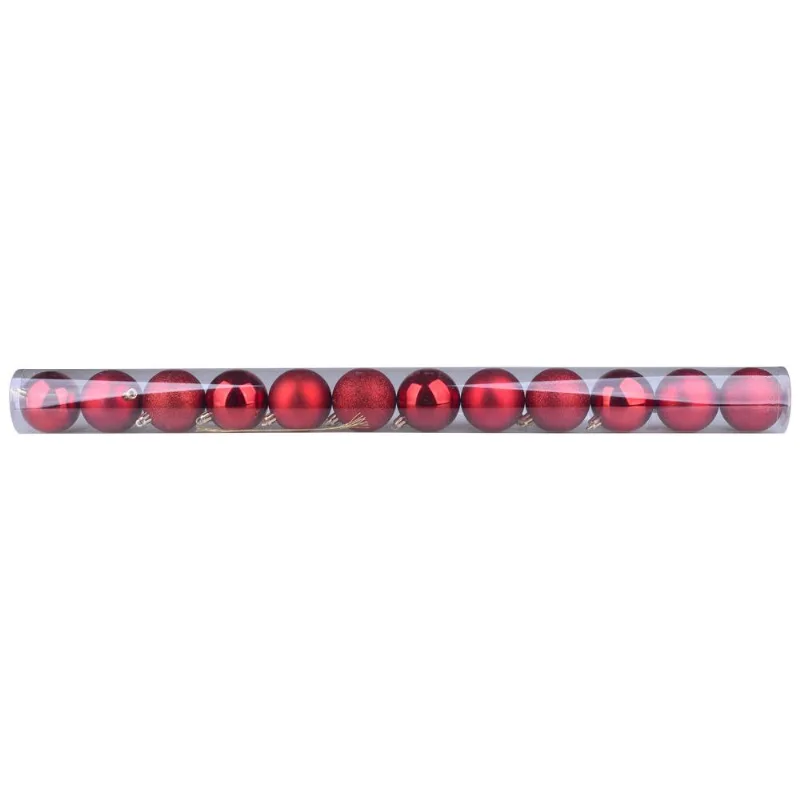 Tubo Bola Natal 12 Peças Vermelha Cv244414 Cazza