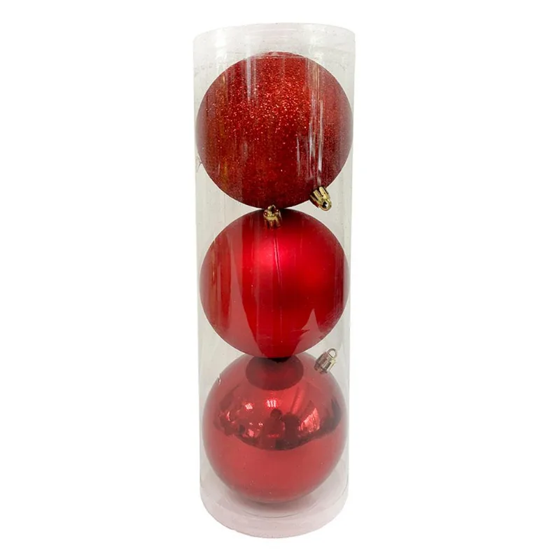 Tubo Bola Natal 3 Peças Vermelha Cv244422 Cazza