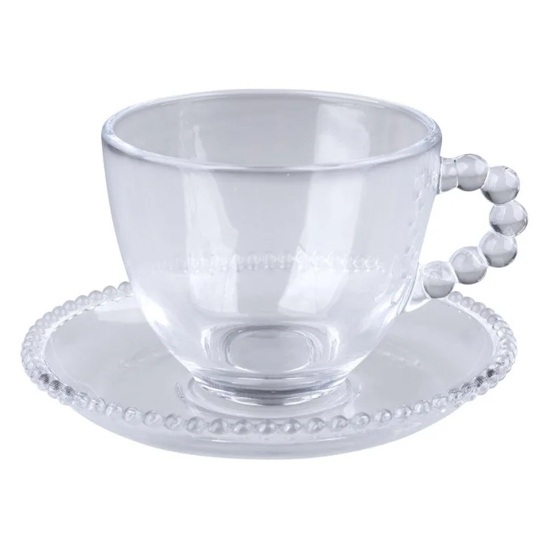 Xícara com Pires de Vidro 220ml Cazza
