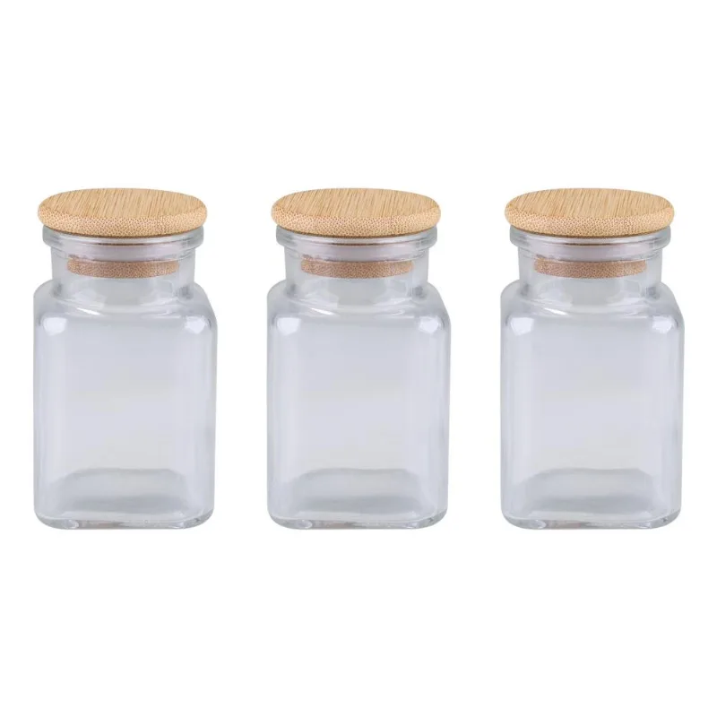 Conjunto 3 Potes de Vidro Eco Bamboo Cazza