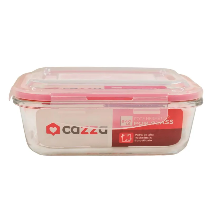 Pote de Vidro Retangular 640ml Hermético Pop Glass Cazza