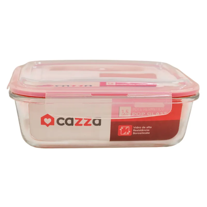 Pote de Vidro Retangular 1520ml Hermético Pop Glass Cazza